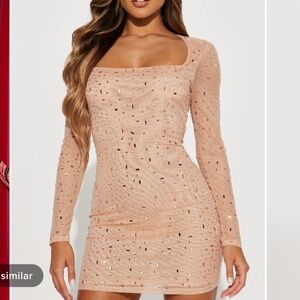 Rhinestone Mesh Mini Dress